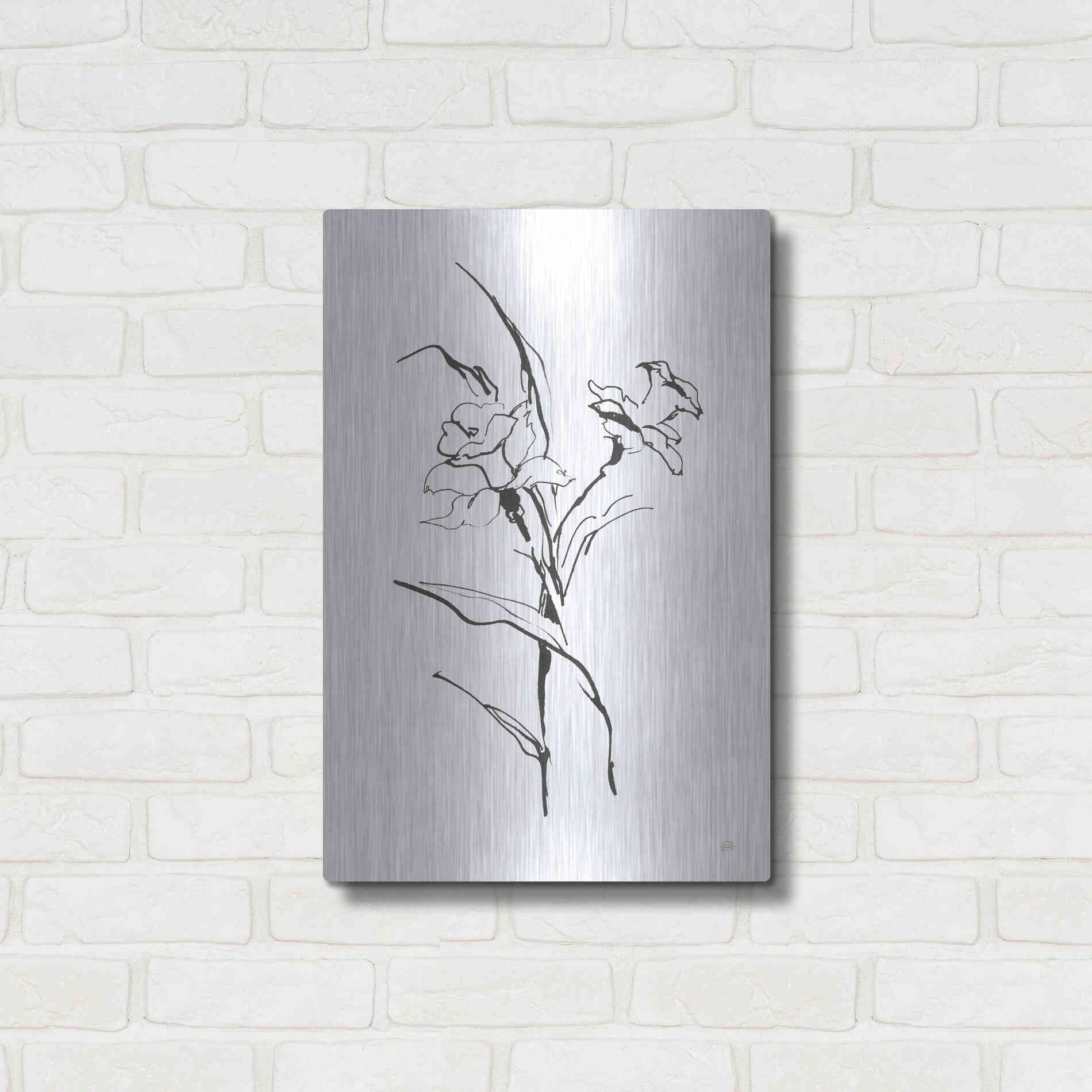 Luxe Metal Art 'Line Daffodil' by Chris Paschke, Metal Wall Art,16x24