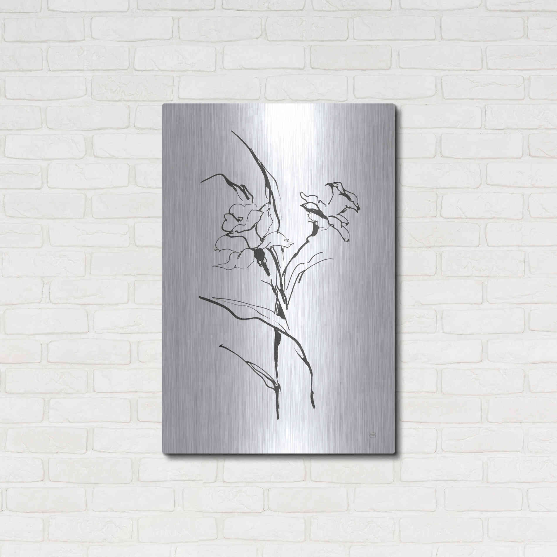 Luxe Metal Art 'Line Daffodil' by Chris Paschke, Metal Wall Art,24x36