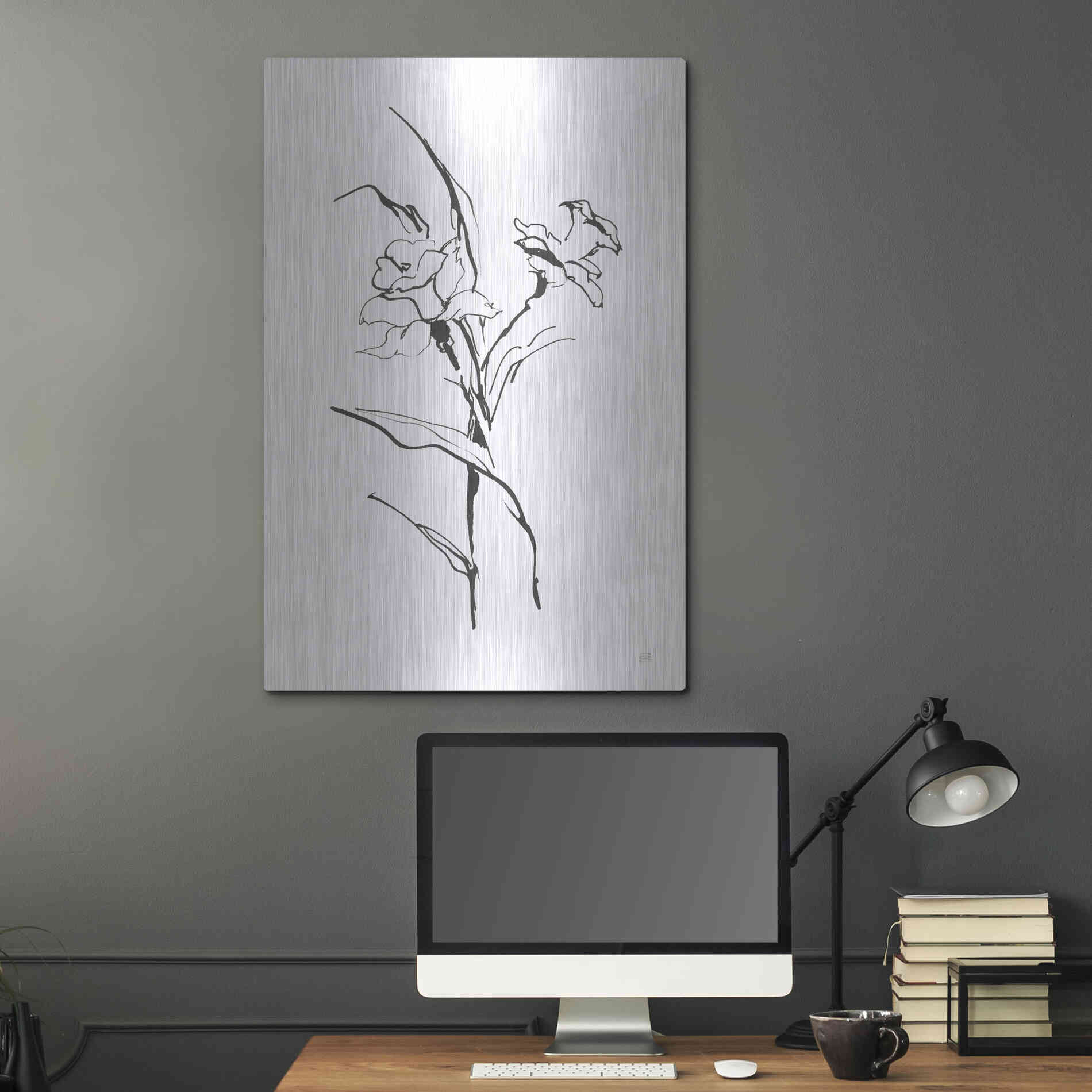 Luxe Metal Art 'Line Daffodil' by Chris Paschke, Metal Wall Art,24x36