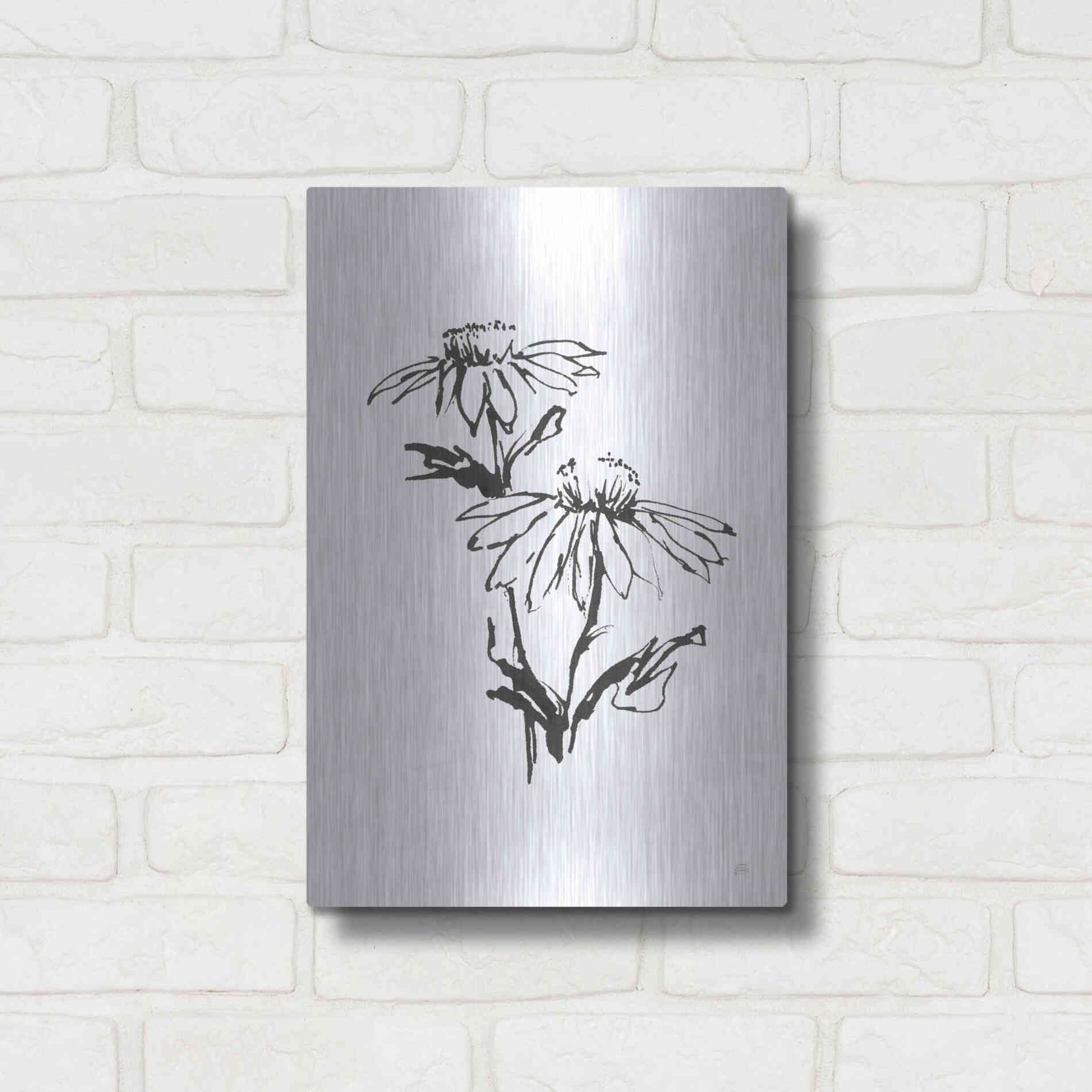 Luxe Metal Art 'Line Echinacea II' by Chris Paschke, Metal Wall Art,12x16