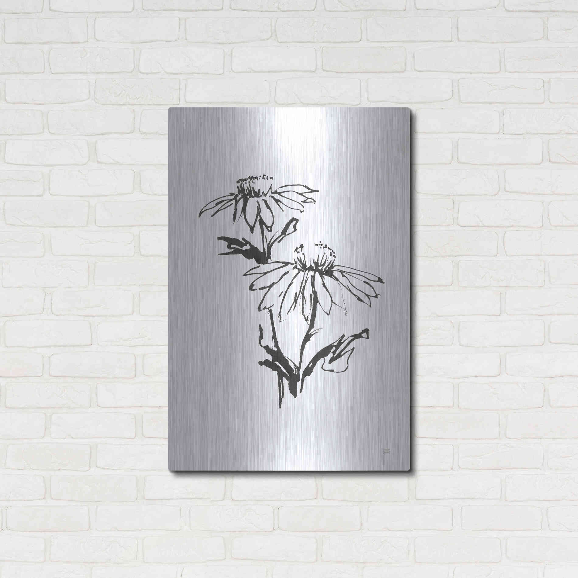 Luxe Metal Art 'Line Echinacea II' by Chris Paschke, Metal Wall Art,24x36