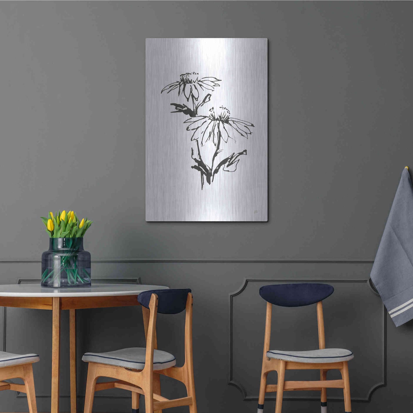 Luxe Metal Art 'Line Echinacea II' by Chris Paschke, Metal Wall Art,24x36