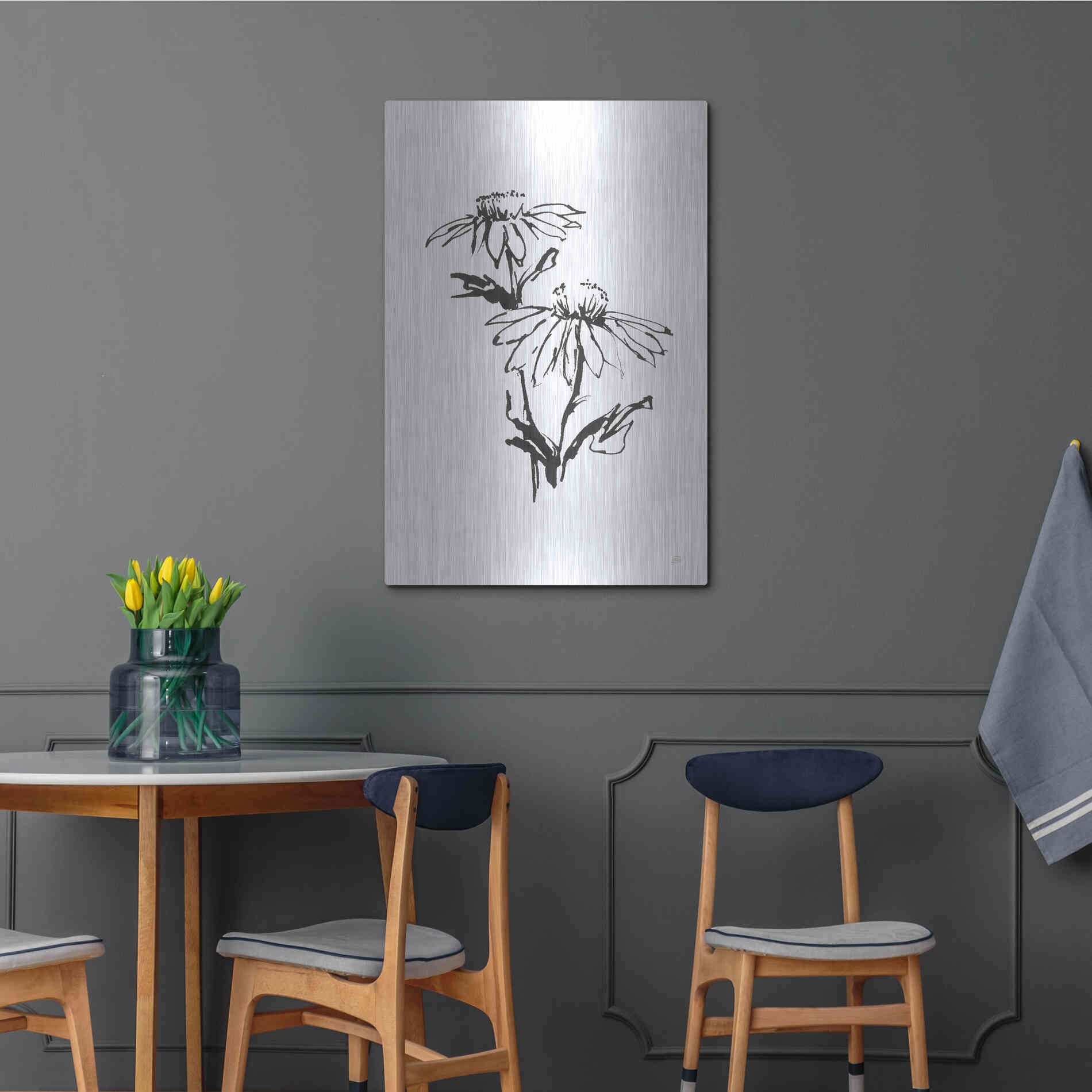 Luxe Metal Art 'Line Echinacea II' by Chris Paschke, Metal Wall Art,24x36