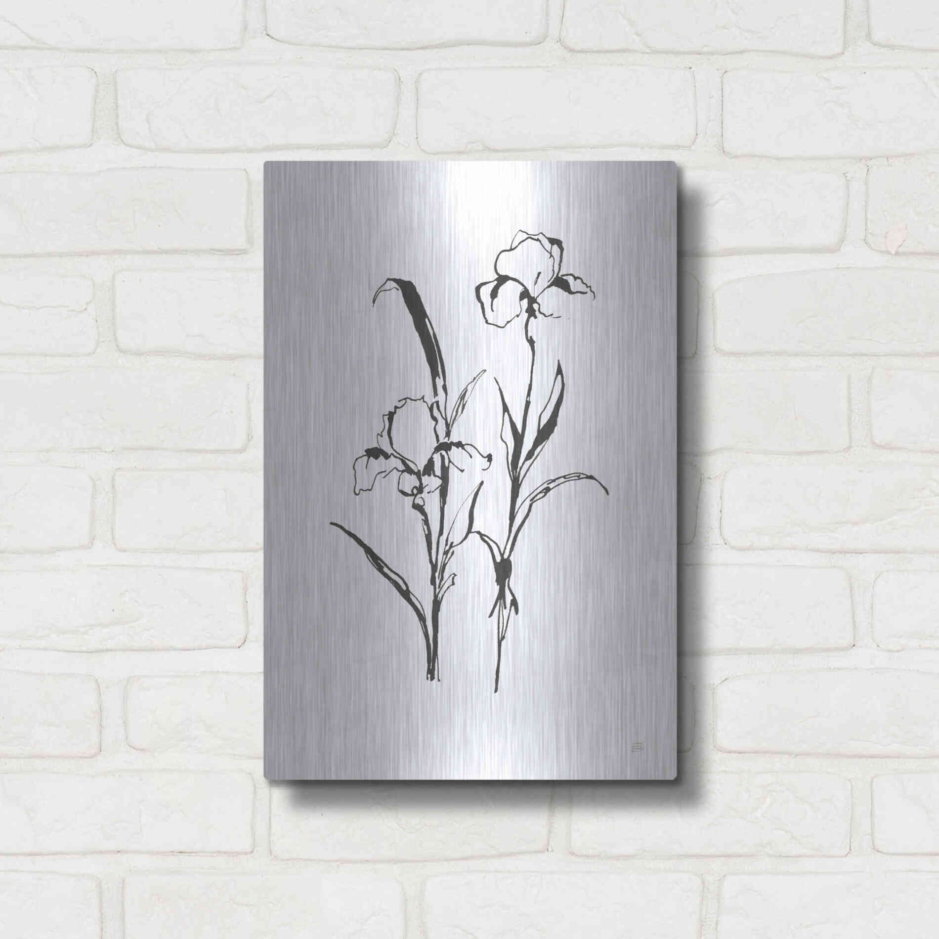 Luxe Metal Art 'Line Iris I' by Chris Paschke, Metal Wall Art,12x16