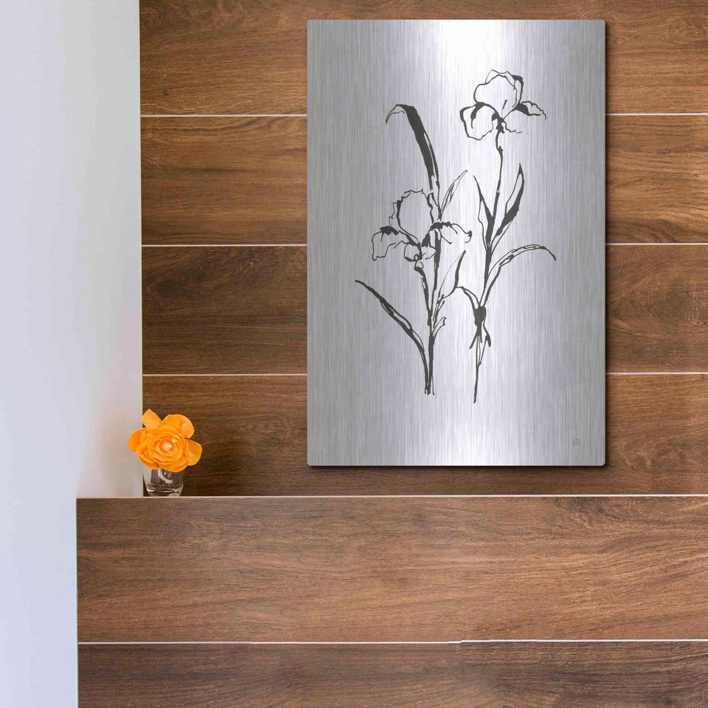 Luxe Metal Art 'Line Iris I' by Chris Paschke, Metal Wall Art,12x16