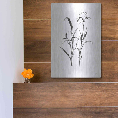 Luxe Metal Art 'Line Iris I' by Chris Paschke, Metal Wall Art,12x16