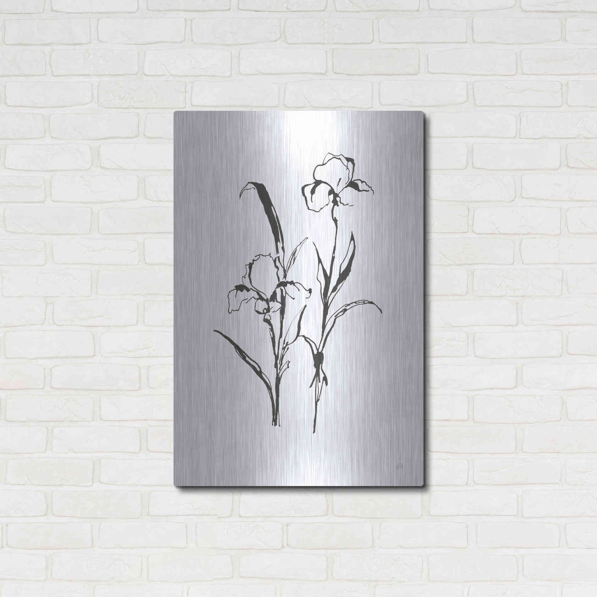 Luxe Metal Art 'Line Iris I' by Chris Paschke, Metal Wall Art,24x36