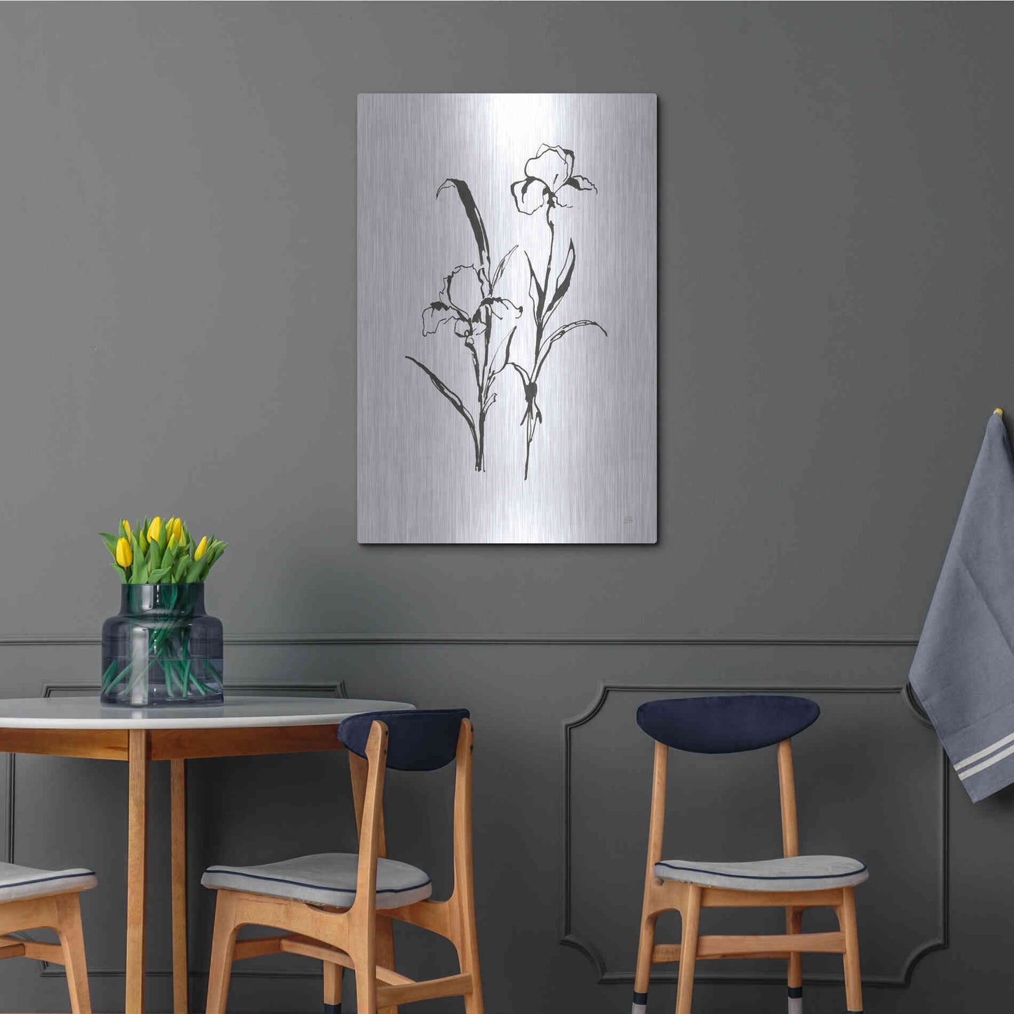 Luxe Metal Art 'Line Iris I' by Chris Paschke, Metal Wall Art,24x36
