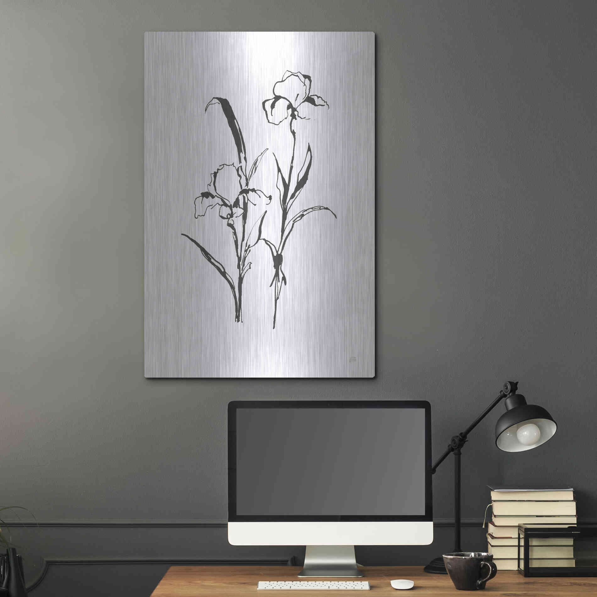 Luxe Metal Art 'Line Iris I' by Chris Paschke, Metal Wall Art,24x36