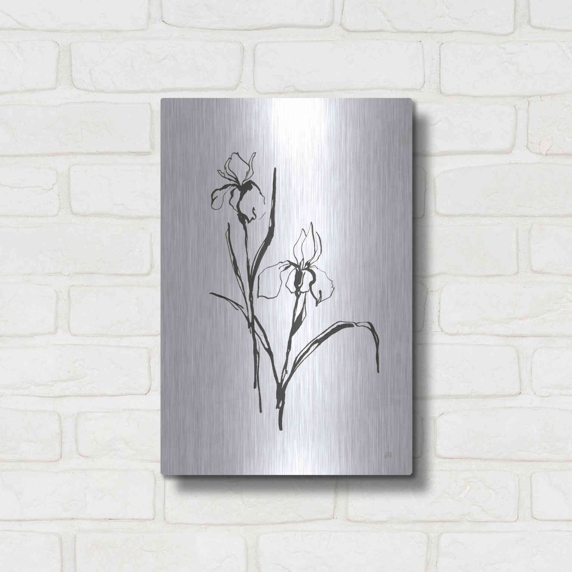 Luxe Metal Art 'Line Iris III' by Chris Paschke, Metal Wall Art,12x16