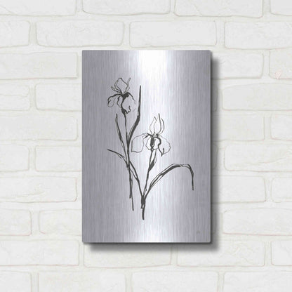 Luxe Metal Art 'Line Iris III' by Chris Paschke, Metal Wall Art,12x16