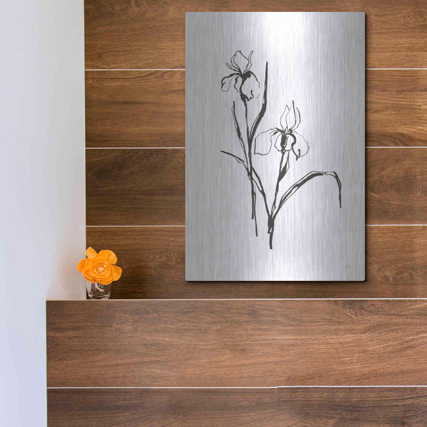 Luxe Metal Art 'Line Iris III' by Chris Paschke, Metal Wall Art,12x16