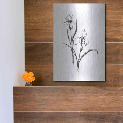 Luxe Metal Art 'Line Iris III' by Chris Paschke, Metal Wall Art,12x16