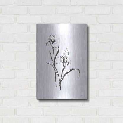 Luxe Metal Art 'Line Iris III' by Chris Paschke, Metal Wall Art,16x24