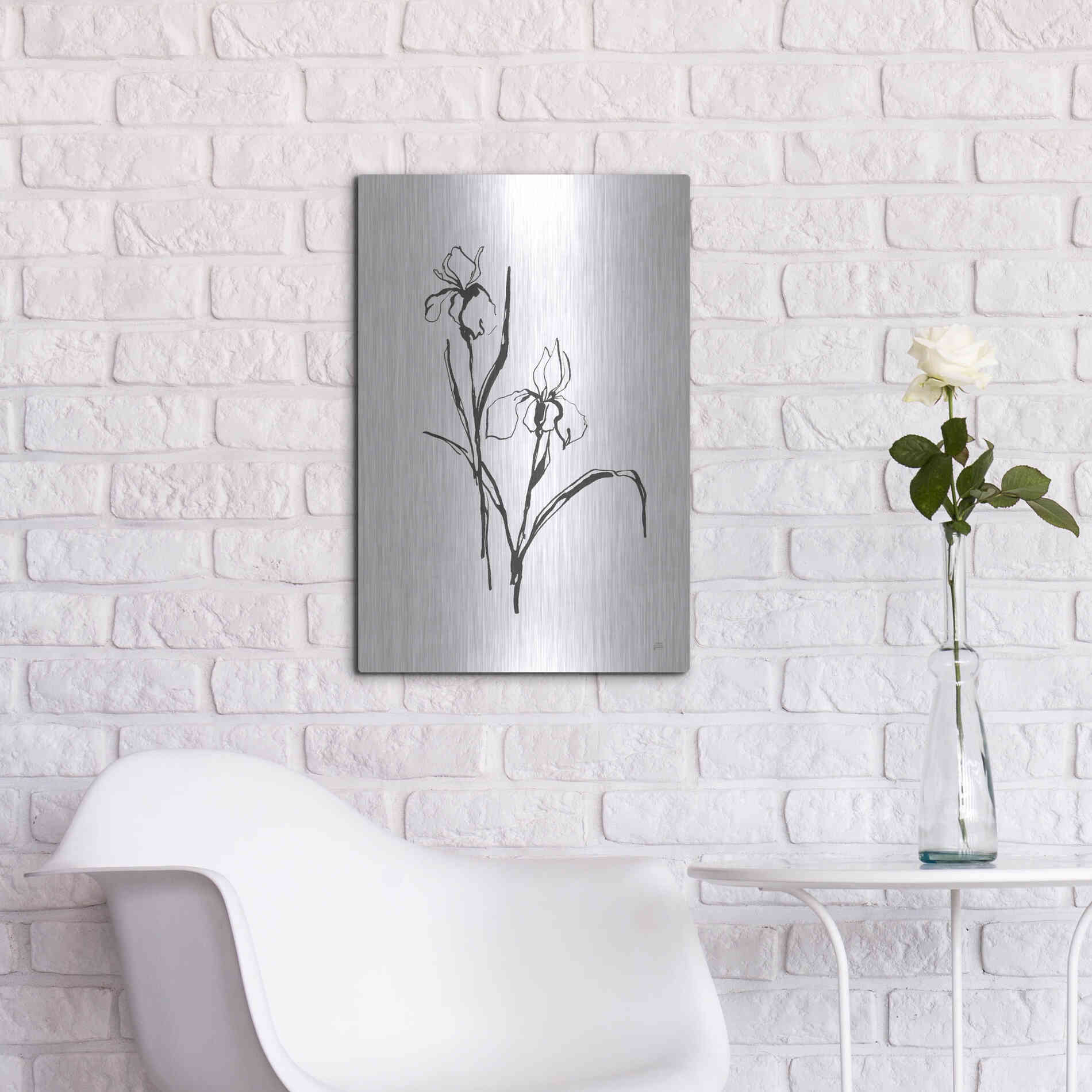 Luxe Metal Art 'Line Iris III' by Chris Paschke, Metal Wall Art,16x24