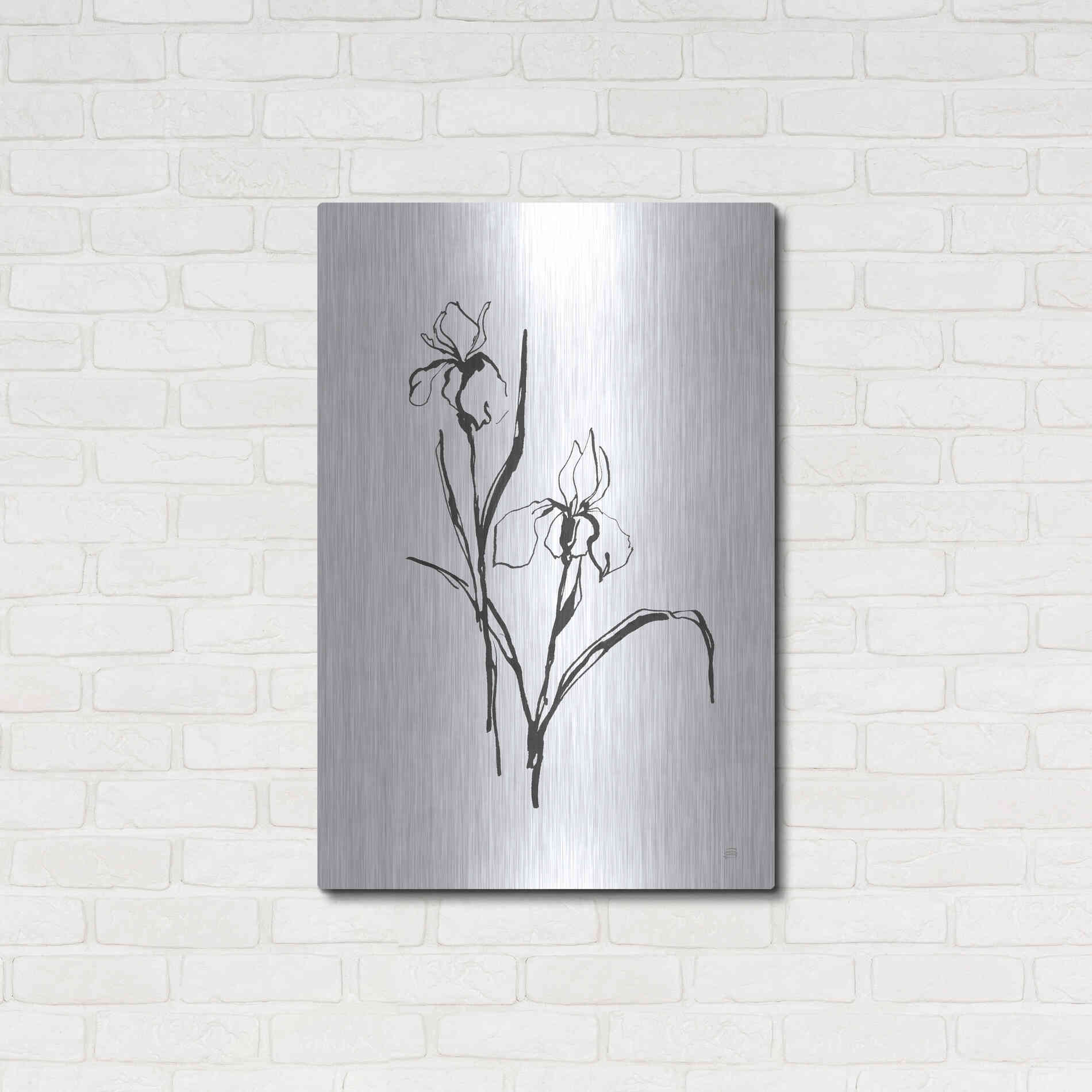 Luxe Metal Art 'Line Iris III' by Chris Paschke, Metal Wall Art,24x36