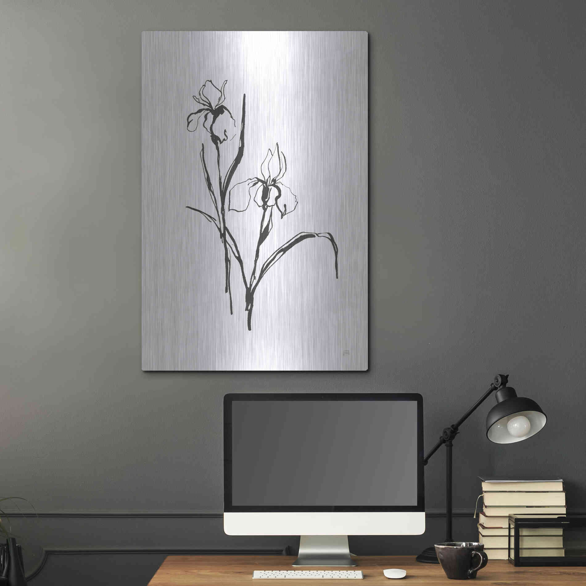 Luxe Metal Art 'Line Iris III' by Chris Paschke, Metal Wall Art,24x36