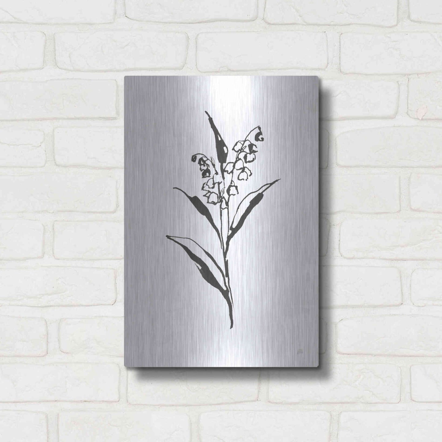 Luxe Metal Art 'Line Lily of the Valley II' by Chris Paschke, Metal Wall Art,12x16