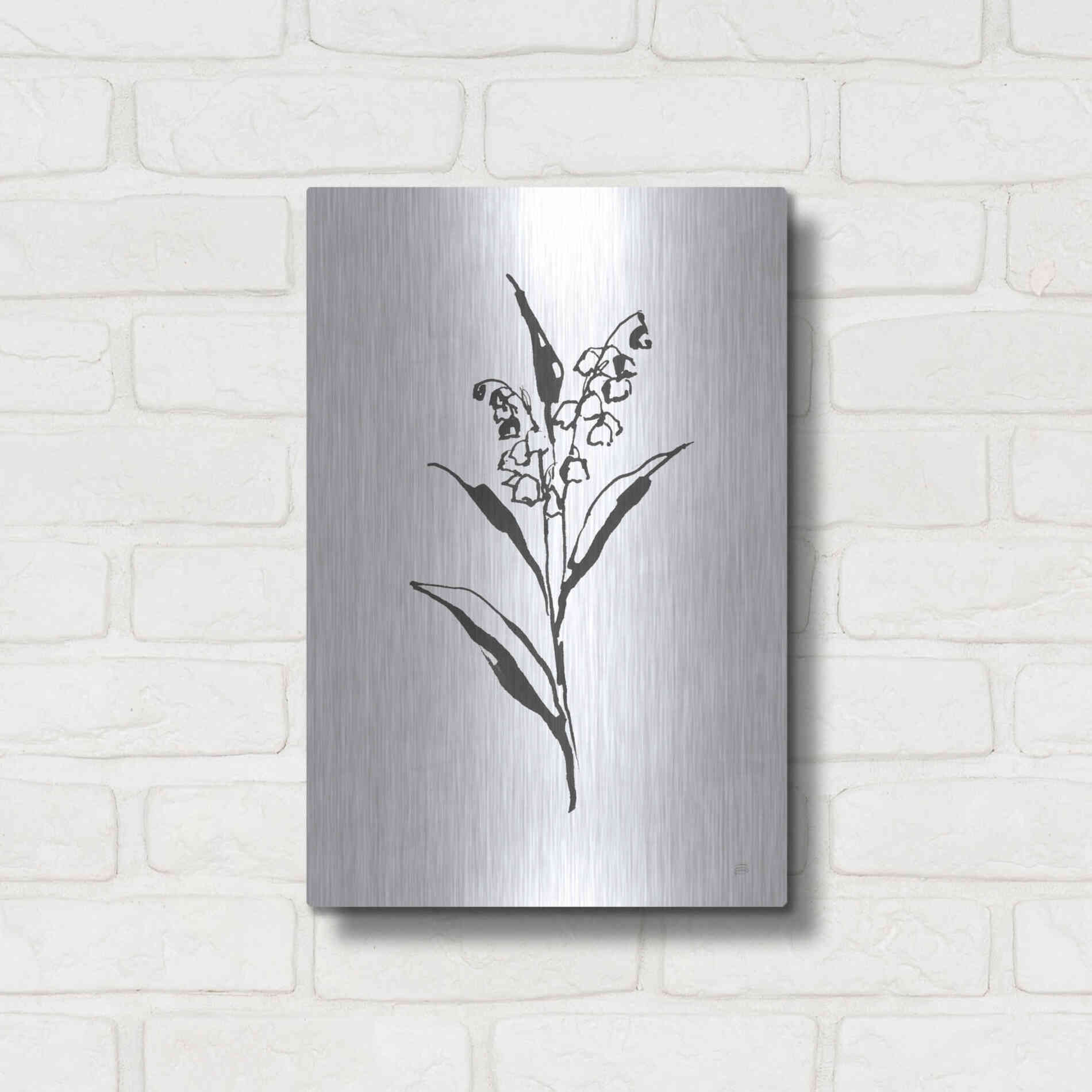 Luxe Metal Art 'Line Lily of the Valley II' by Chris Paschke, Metal Wall Art,12x16