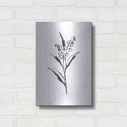 Luxe Metal Art 'Line Lily of the Valley II' by Chris Paschke, Metal Wall Art,12x16