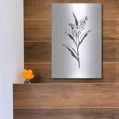 Luxe Metal Art 'Line Lily of the Valley II' by Chris Paschke, Metal Wall Art,12x16