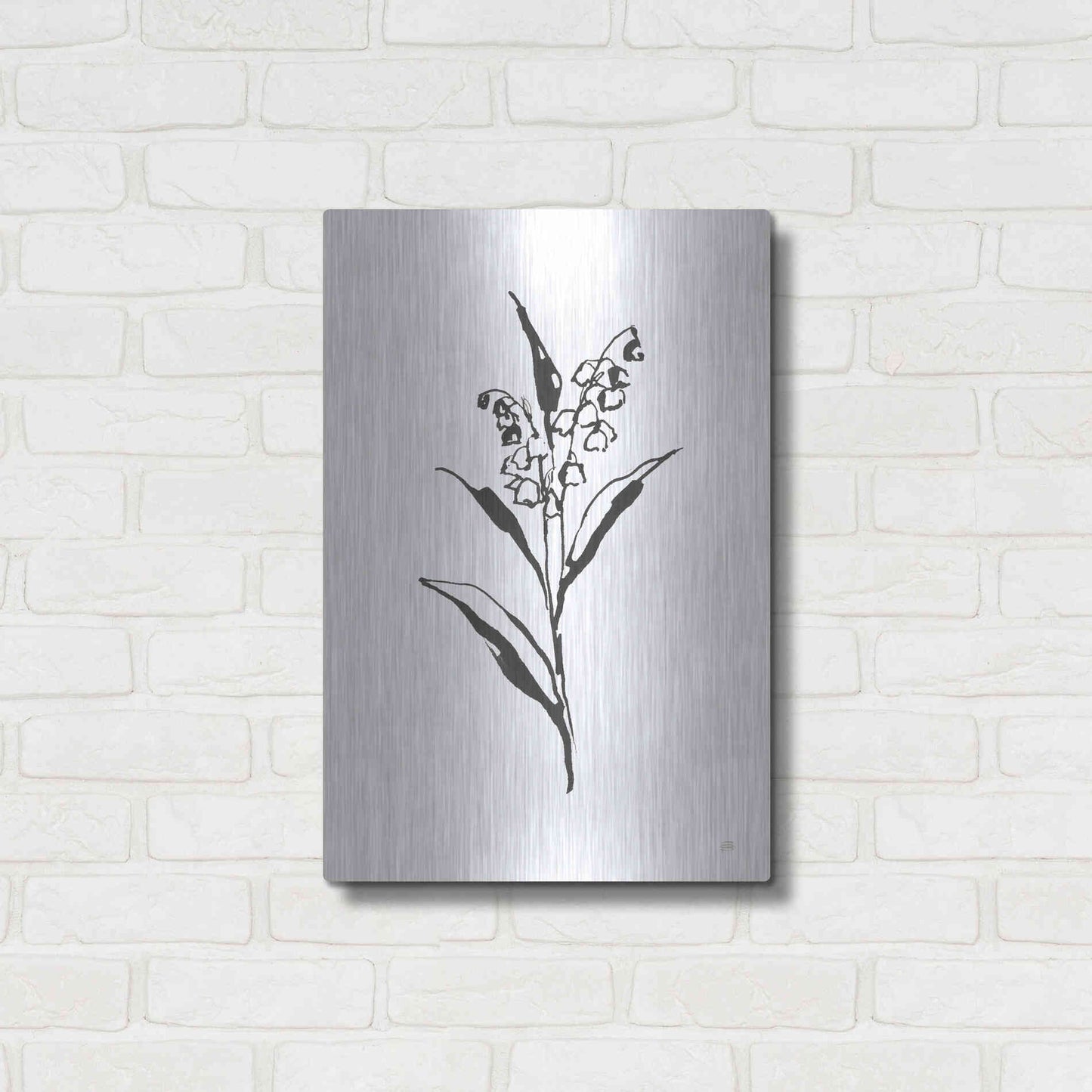 Luxe Metal Art 'Line Lily of the Valley II' by Chris Paschke, Metal Wall Art,16x24