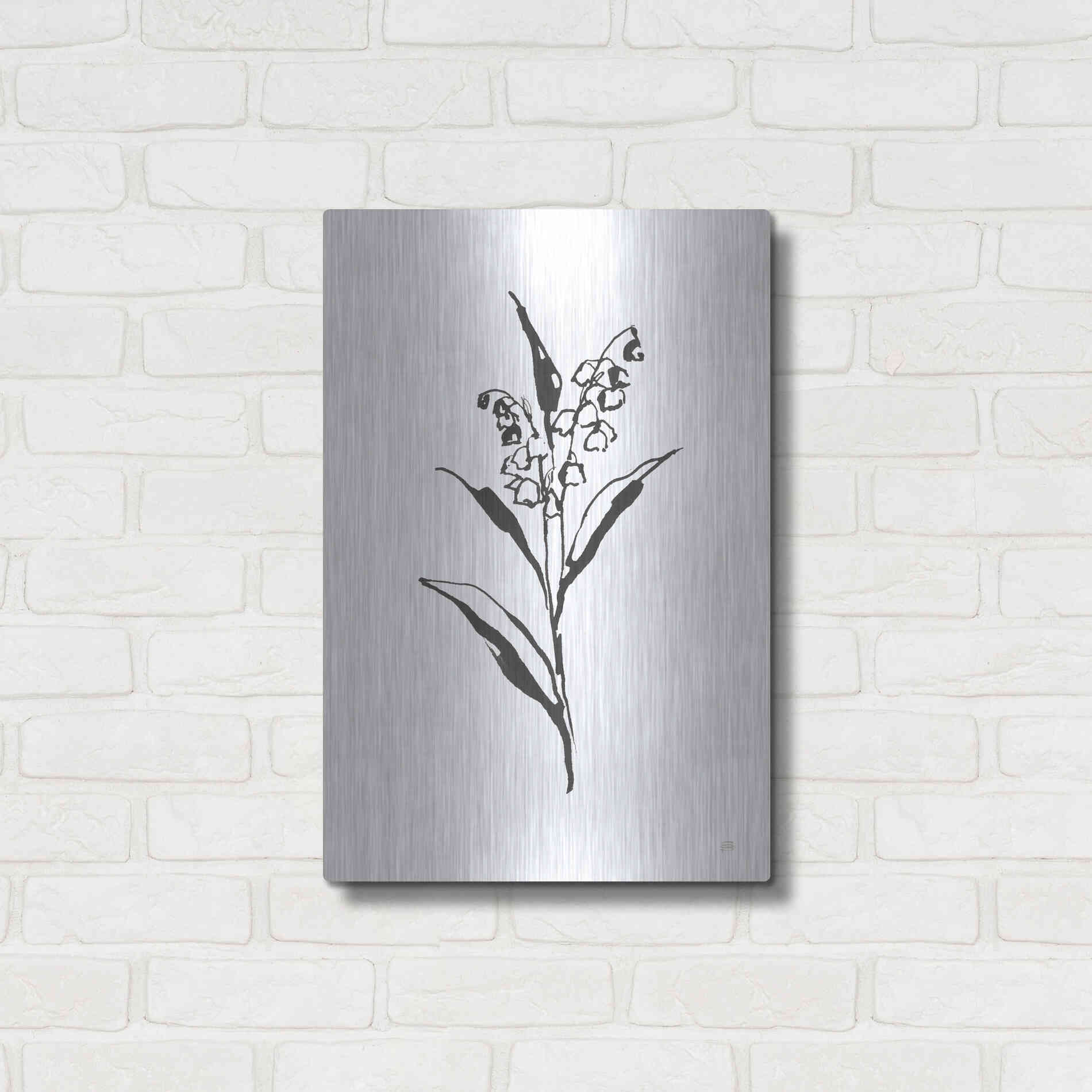 Luxe Metal Art 'Line Lily of the Valley II' by Chris Paschke, Metal Wall Art,16x24