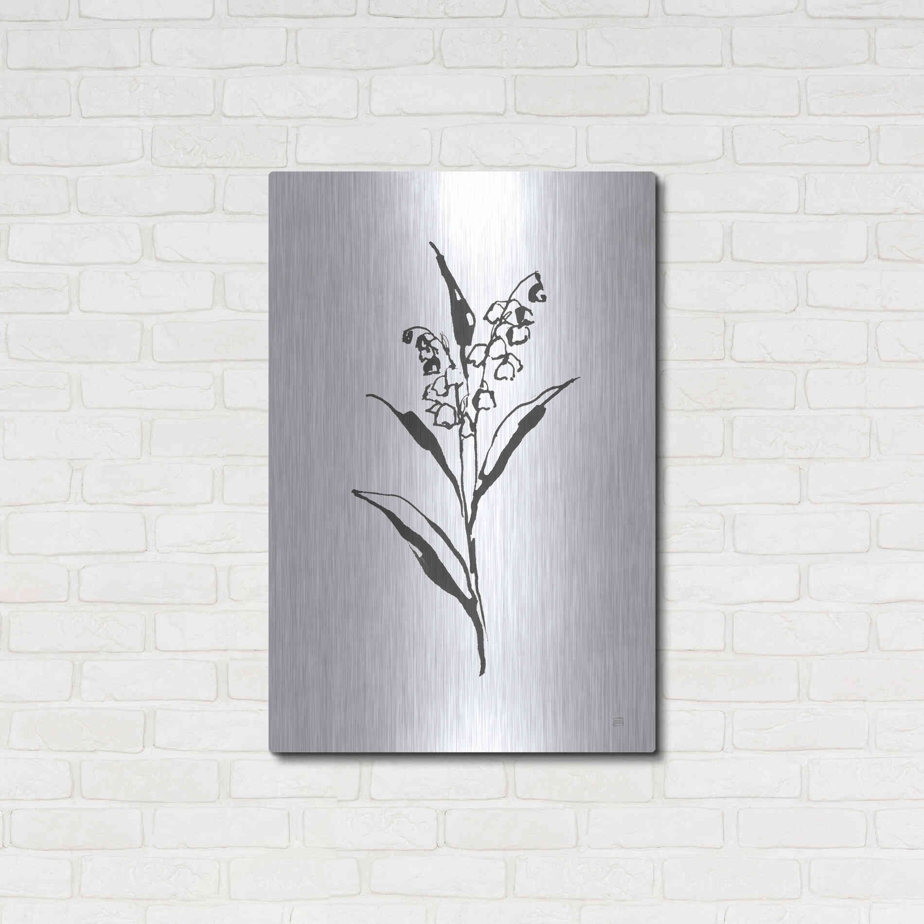 Luxe Metal Art 'Line Lily of the Valley II' by Chris Paschke, Metal Wall Art,24x36