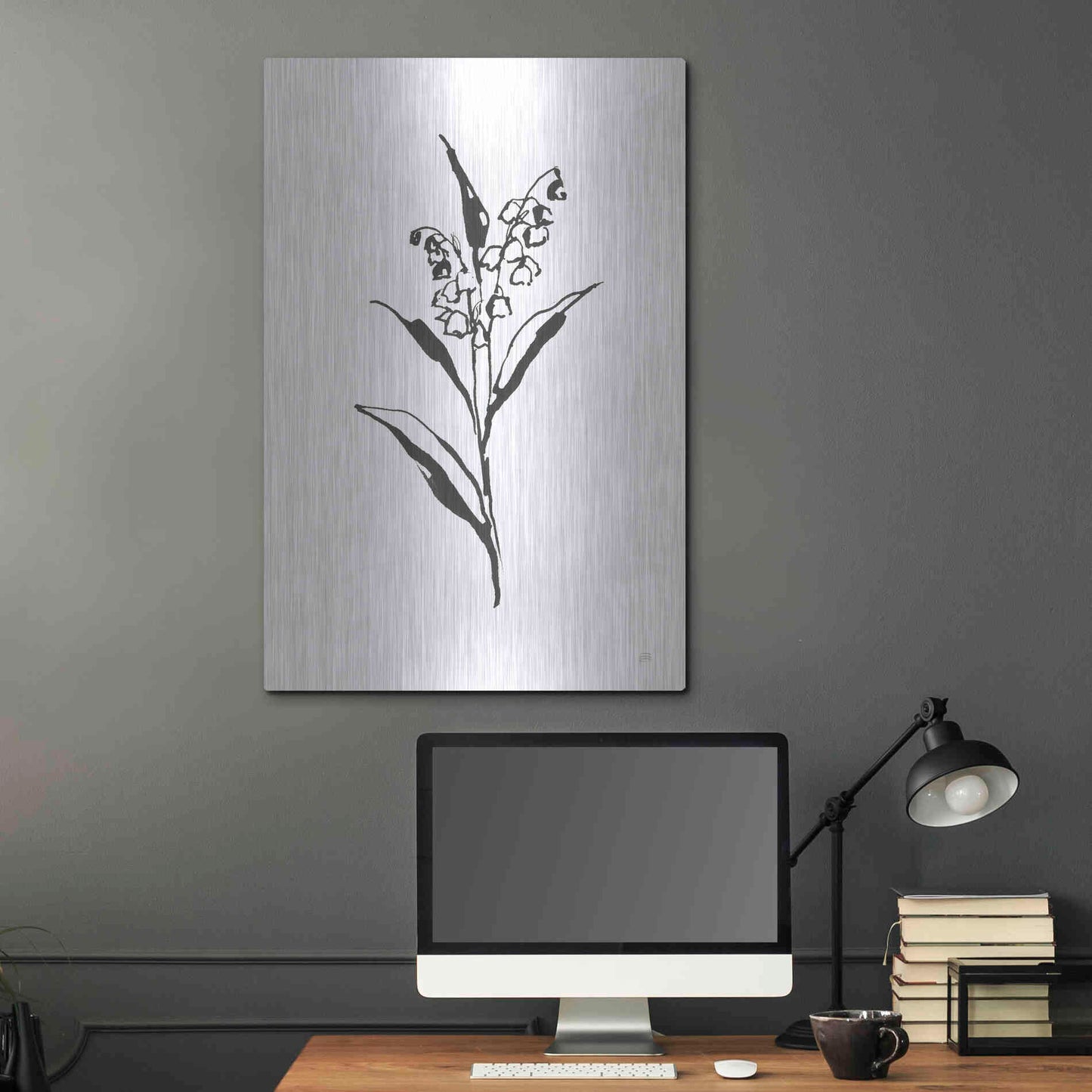 Luxe Metal Art 'Line Lily of the Valley II' by Chris Paschke, Metal Wall Art,24x36