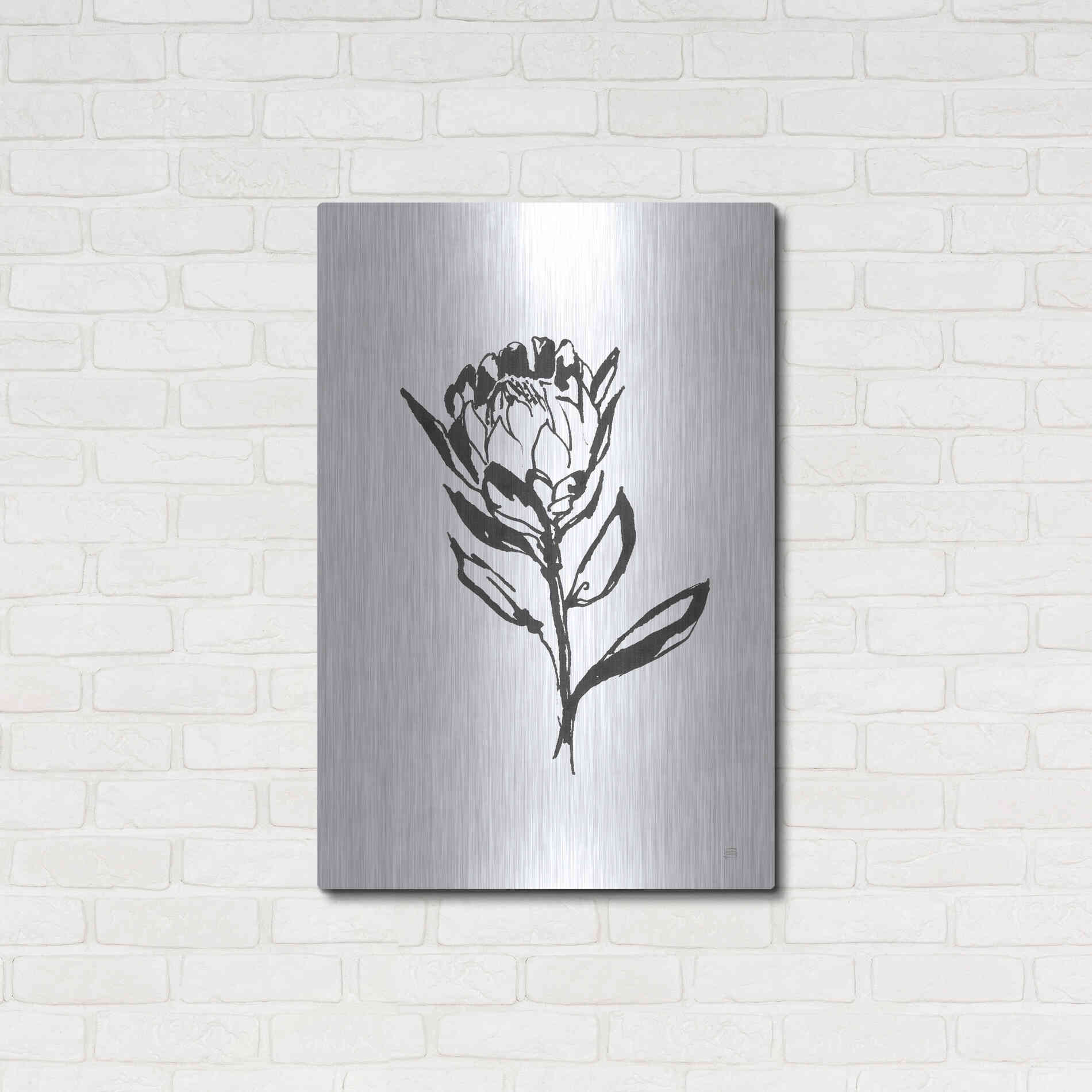 Luxe Metal Art 'Line Protea II' by Chris Paschke, Metal Wall Art,24x36