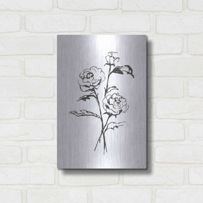 Luxe Metal Art 'Line Ranunculus I' by Chris Paschke, Metal Wall Art,12x16