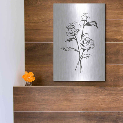 Luxe Metal Art 'Line Ranunculus I' by Chris Paschke, Metal Wall Art,12x16