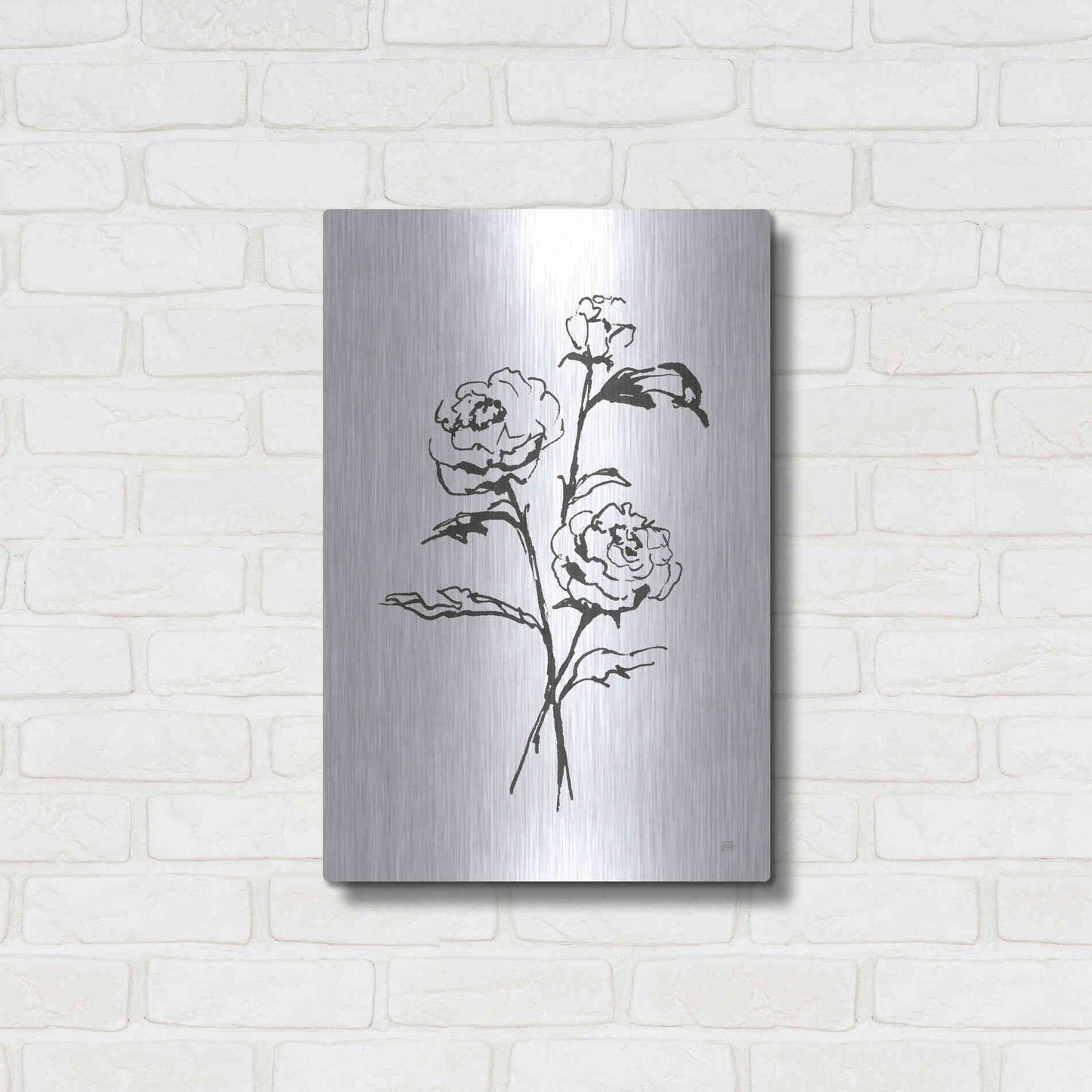 Luxe Metal Art 'Line Ranunculus I' by Chris Paschke, Metal Wall Art,16x24