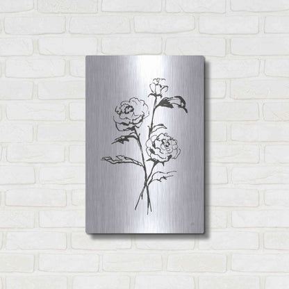 Luxe Metal Art 'Line Ranunculus I' by Chris Paschke, Metal Wall Art,16x24