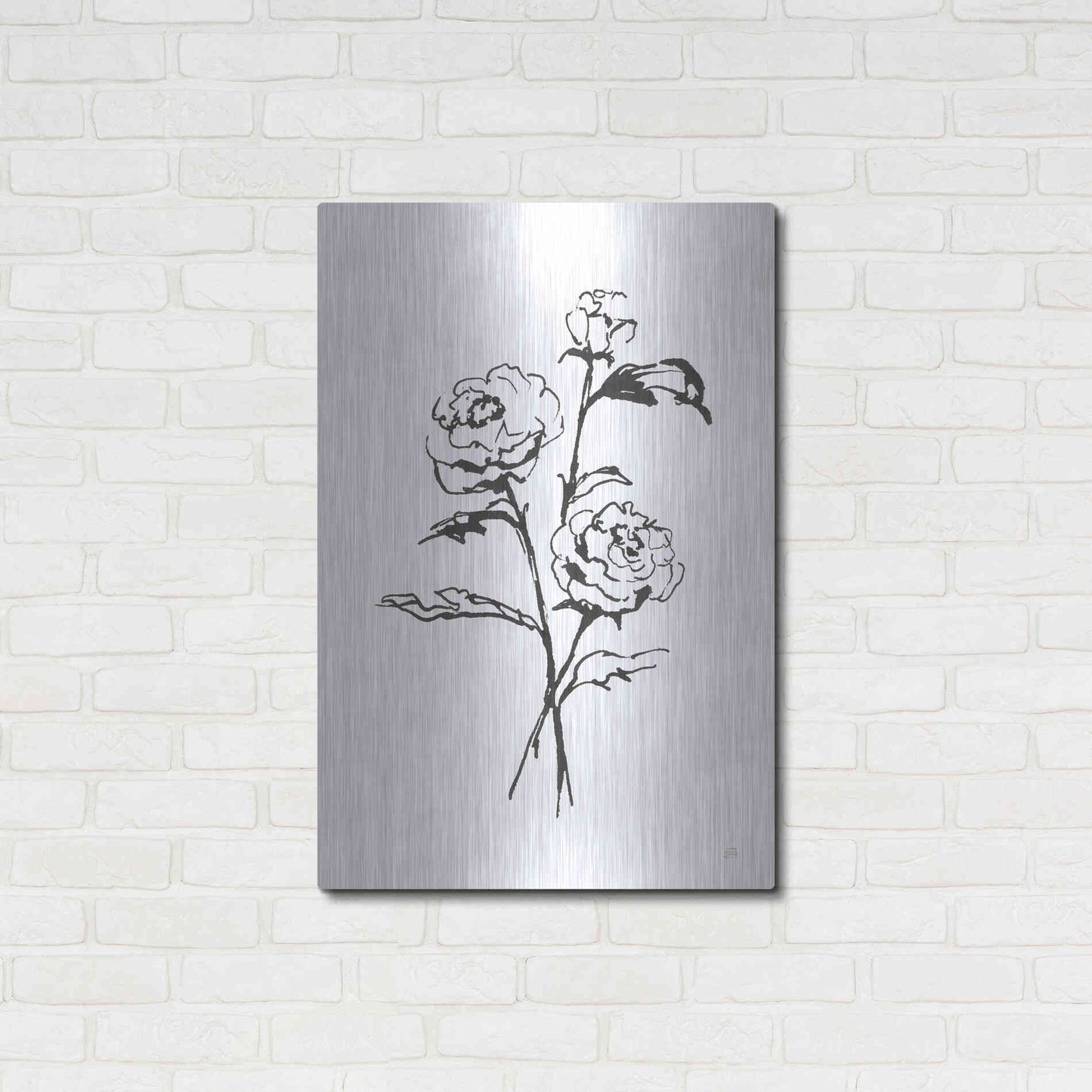 Luxe Metal Art 'Line Ranunculus I' by Chris Paschke, Metal Wall Art,24x36