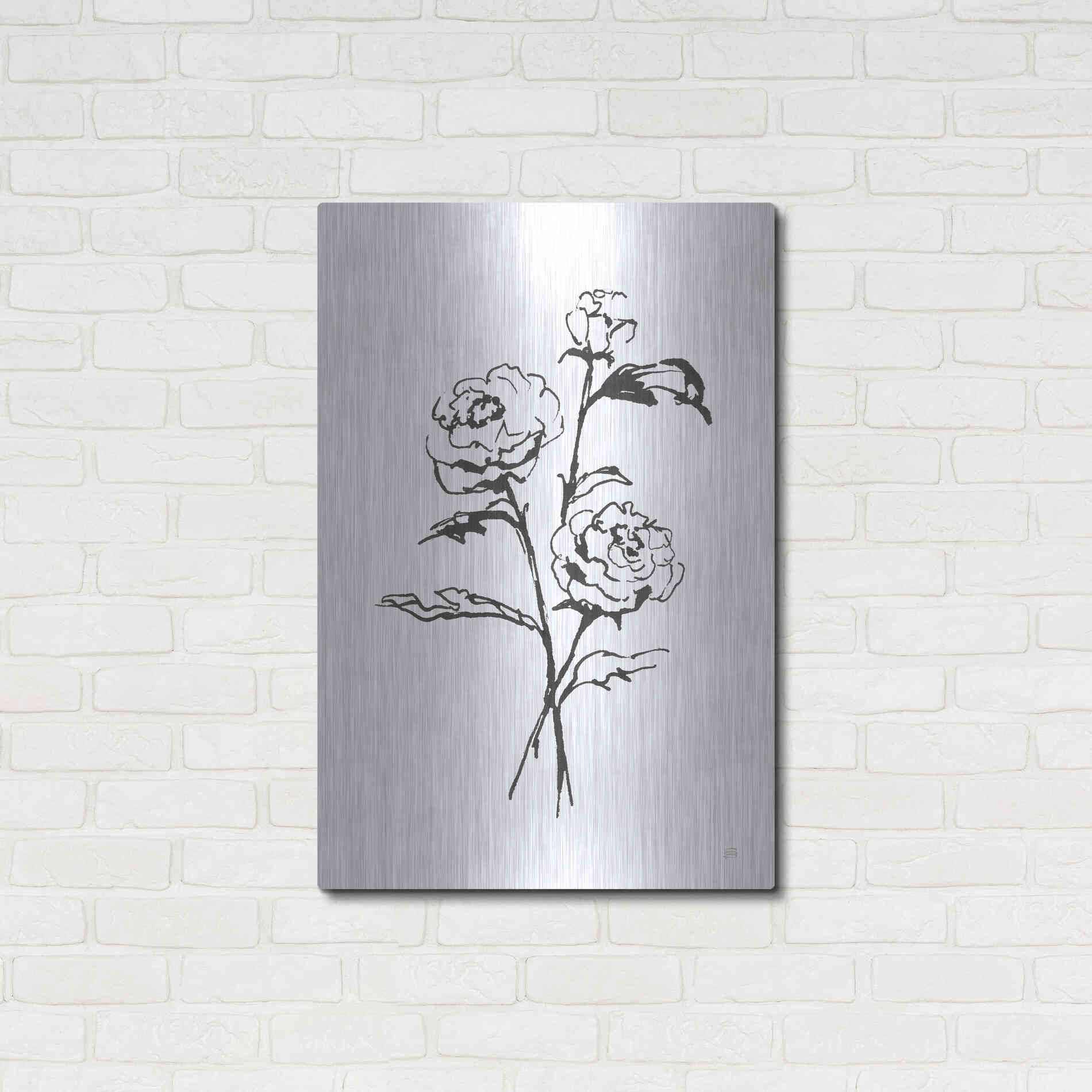 Luxe Metal Art 'Line Ranunculus I' by Chris Paschke, Metal Wall Art,24x36