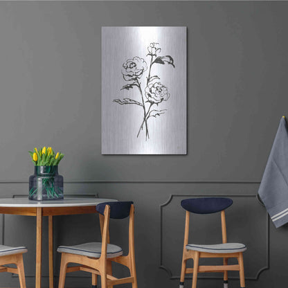 Luxe Metal Art 'Line Ranunculus I' by Chris Paschke, Metal Wall Art,24x36