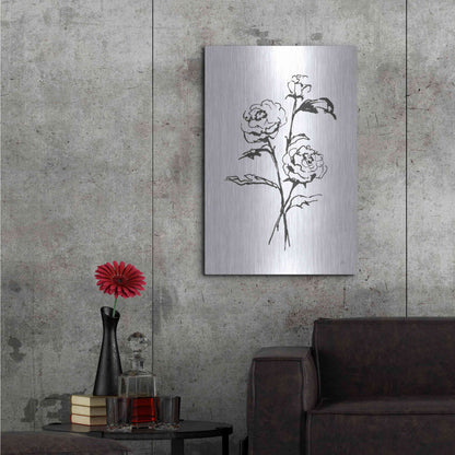 Luxe Metal Art 'Line Ranunculus I' by Chris Paschke, Metal Wall Art,24x36