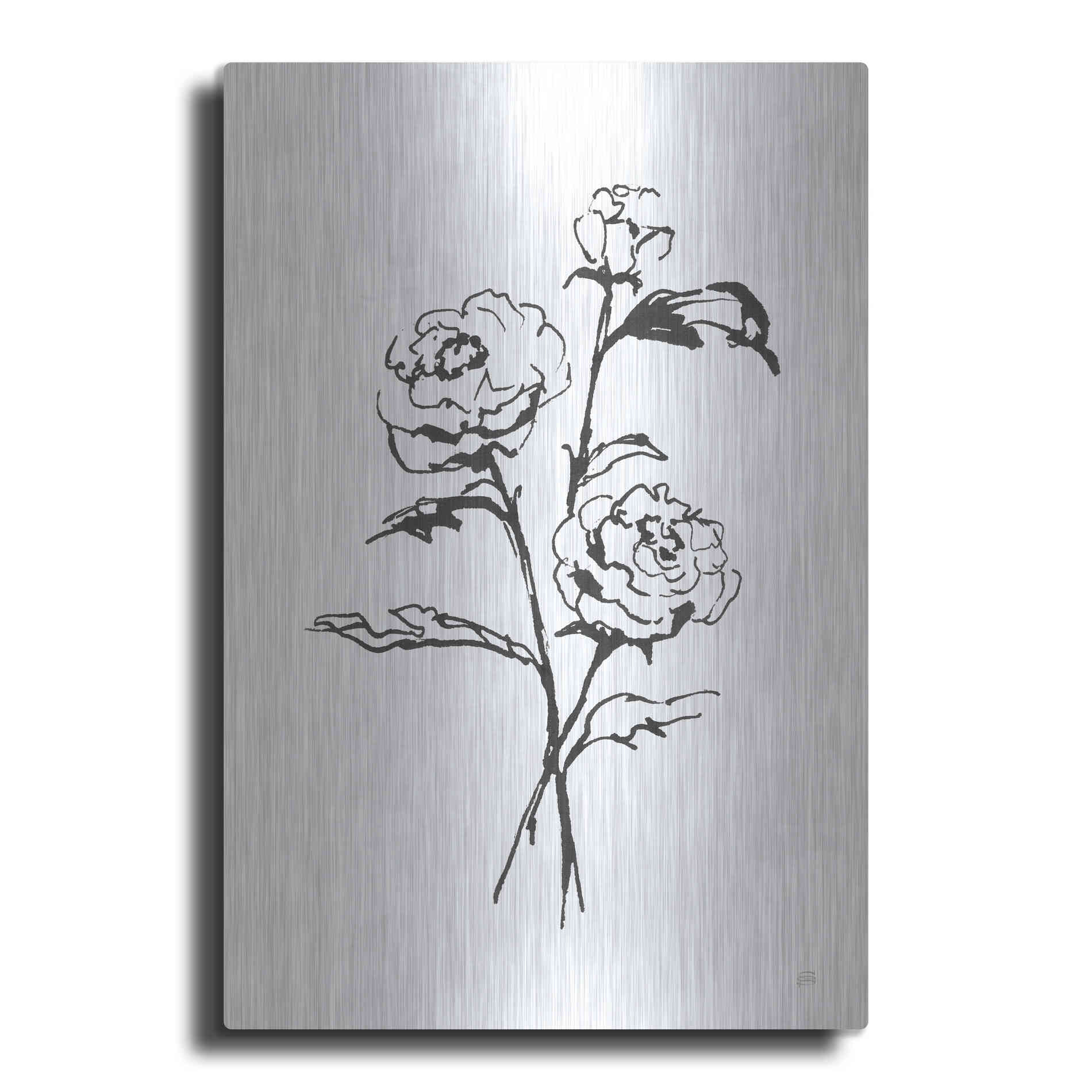 Luxe Metal Art 'Line Ranunculus I' by Chris Paschke, Metal Wall Art