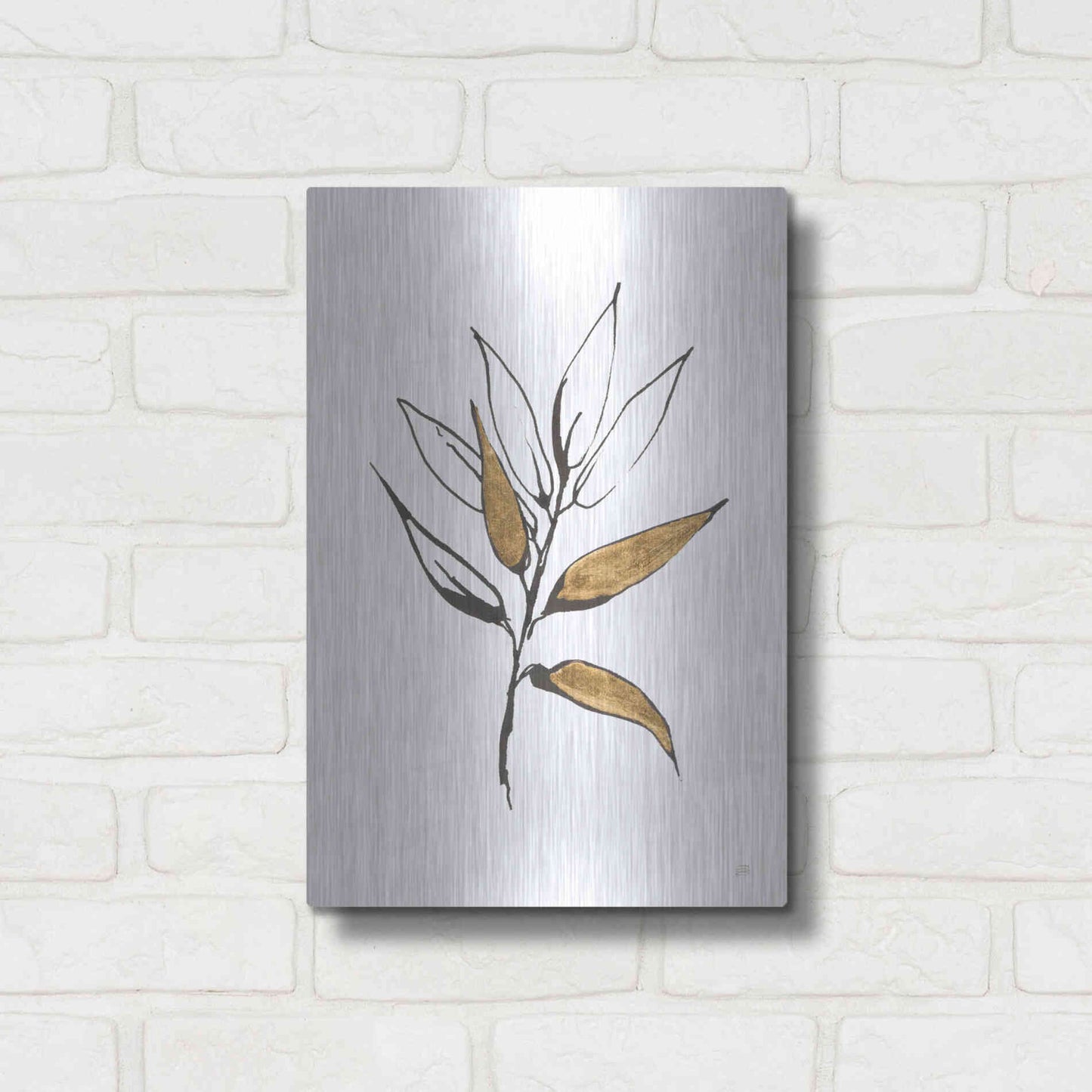 Luxe Metal Art 'Leafed VI' by Chris Paschke, Metal Wall Art,12x16