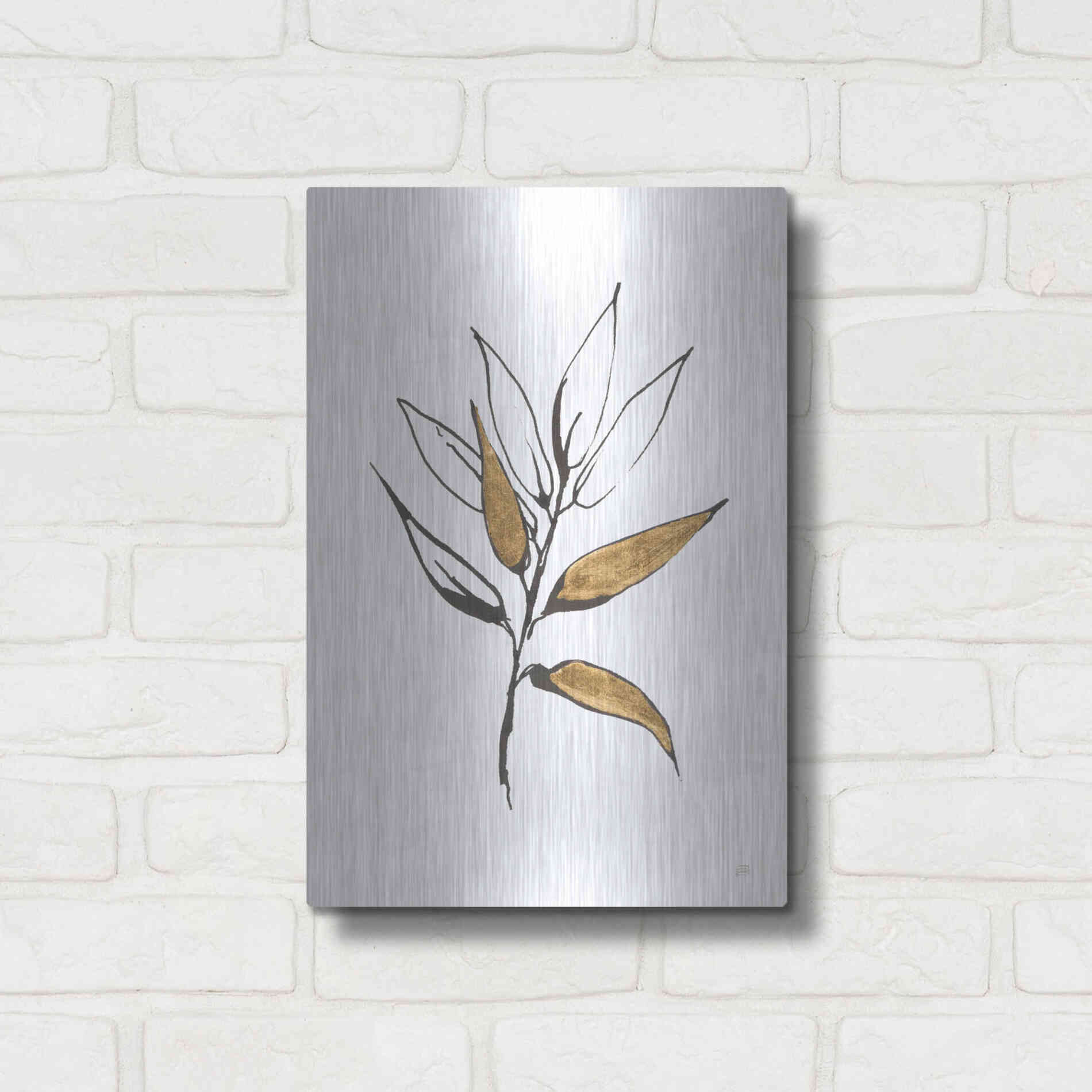 Luxe Metal Art 'Leafed VI' by Chris Paschke, Metal Wall Art,12x16