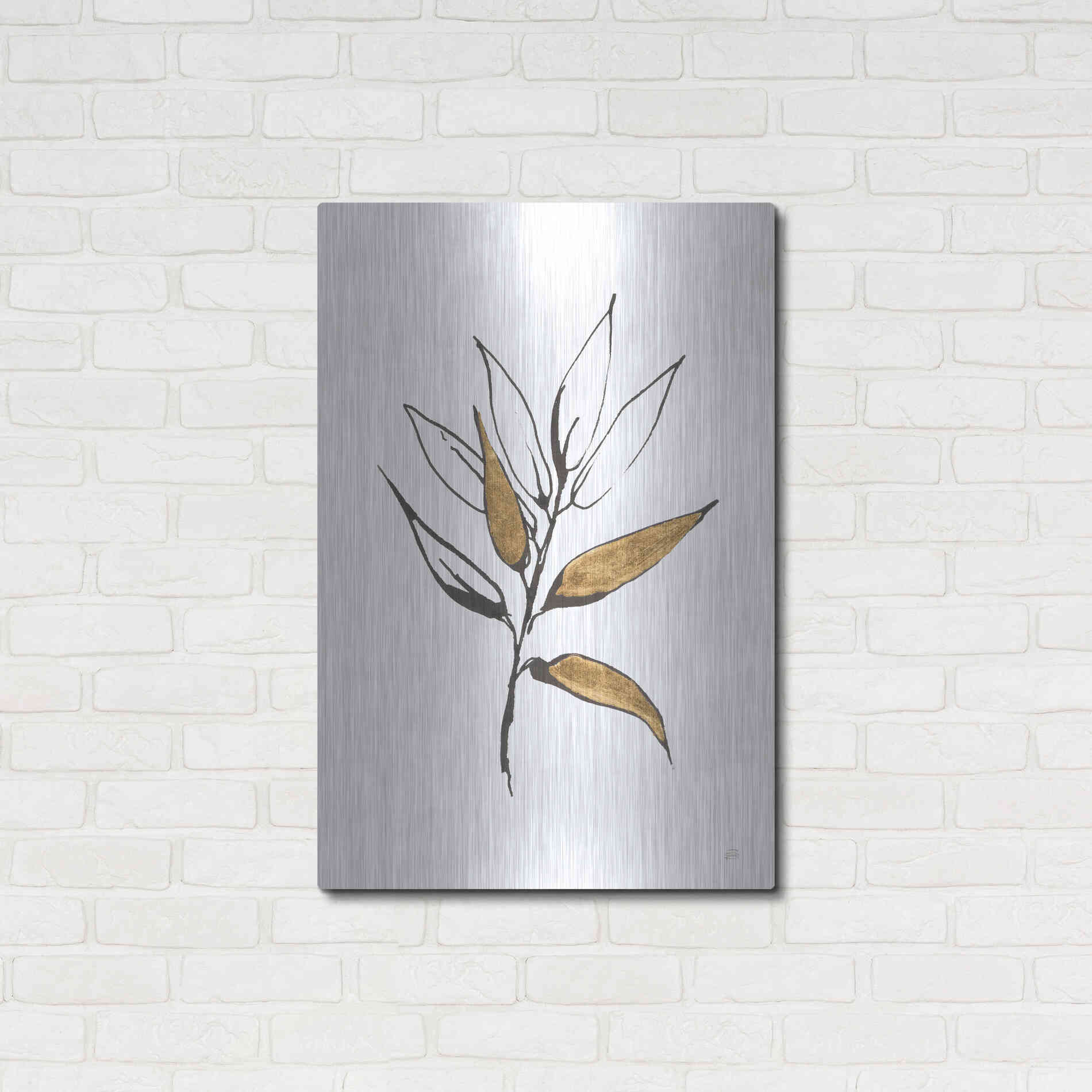 Luxe Metal Art 'Leafed VI' by Chris Paschke, Metal Wall Art,24x36