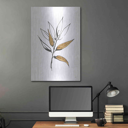 Luxe Metal Art 'Leafed VI' by Chris Paschke, Metal Wall Art,24x36