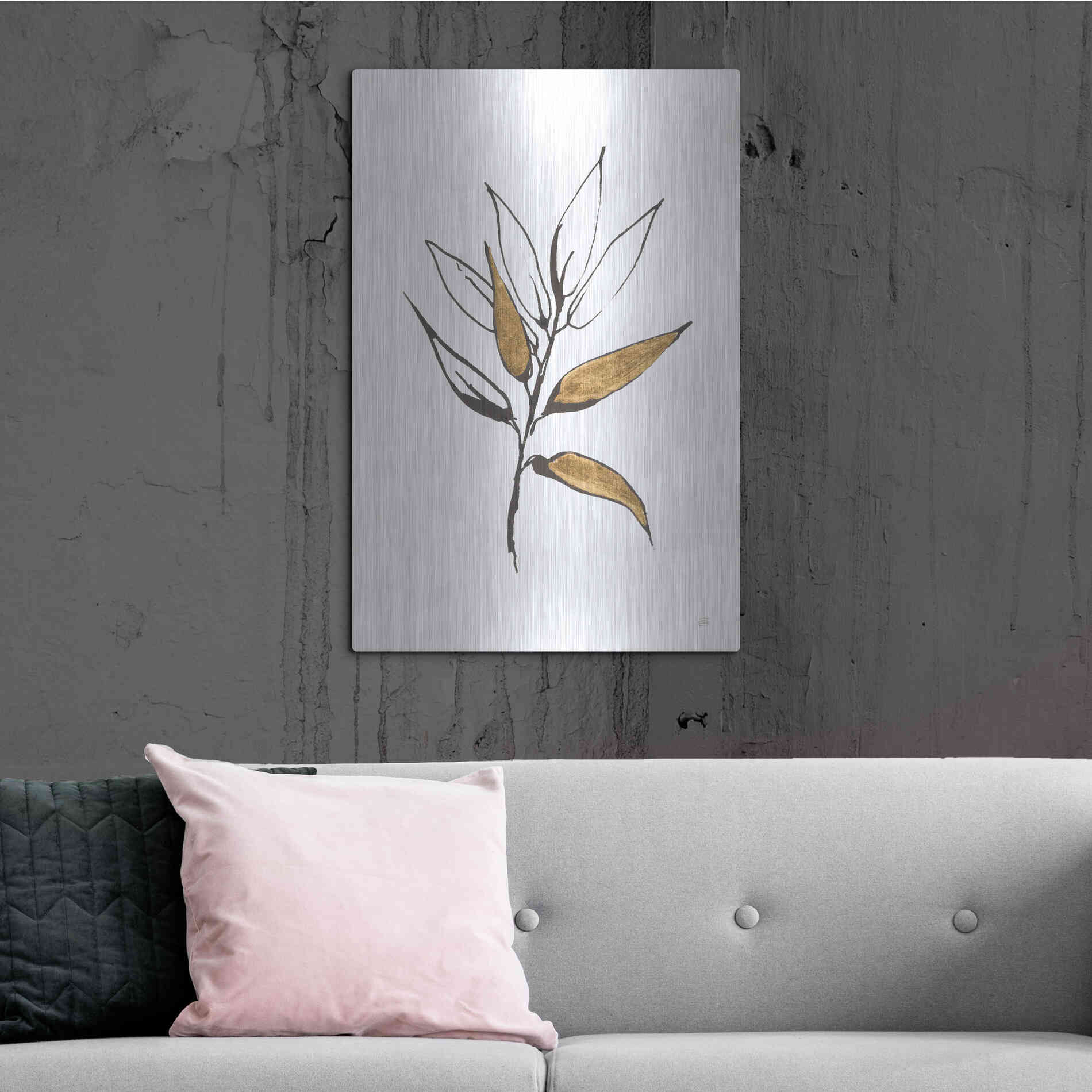 Luxe Metal Art 'Leafed VI' by Chris Paschke, Metal Wall Art,24x36