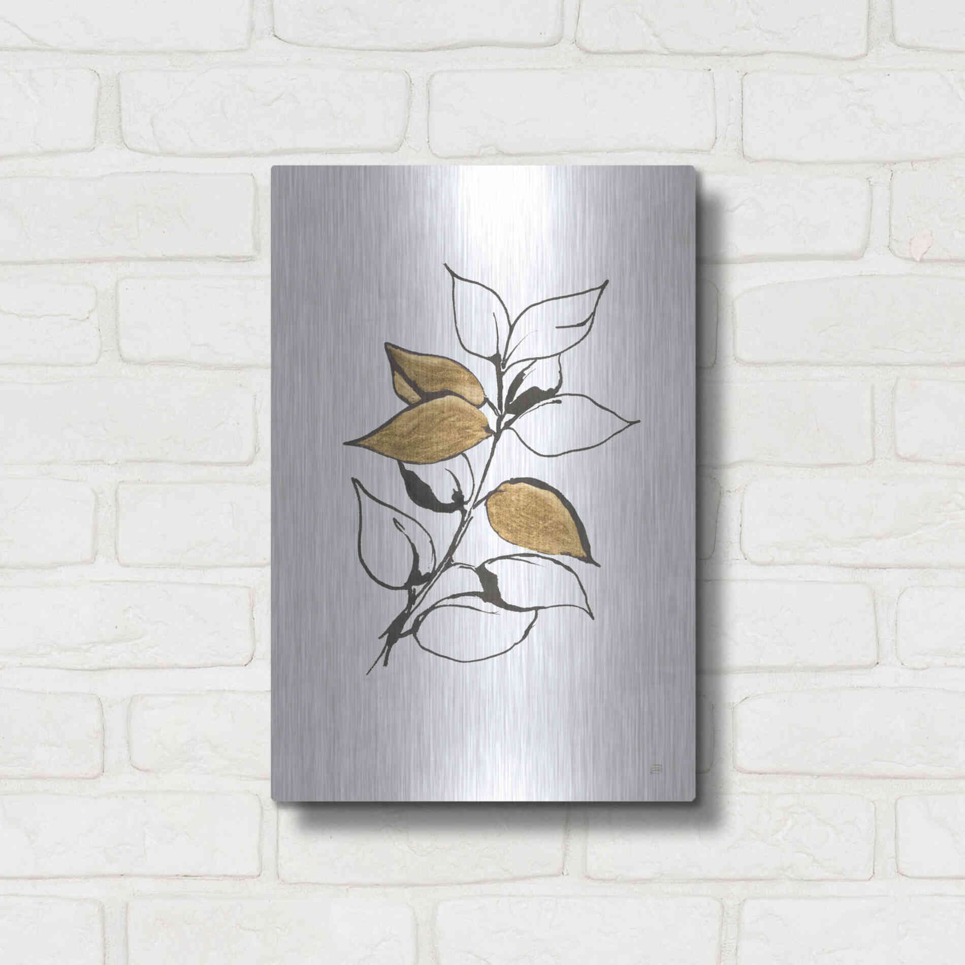 Luxe Metal Art 'Leafed VII' by Chris Paschke, Metal Wall Art,12x16