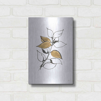 Luxe Metal Art 'Leafed VII' by Chris Paschke, Metal Wall Art,12x16