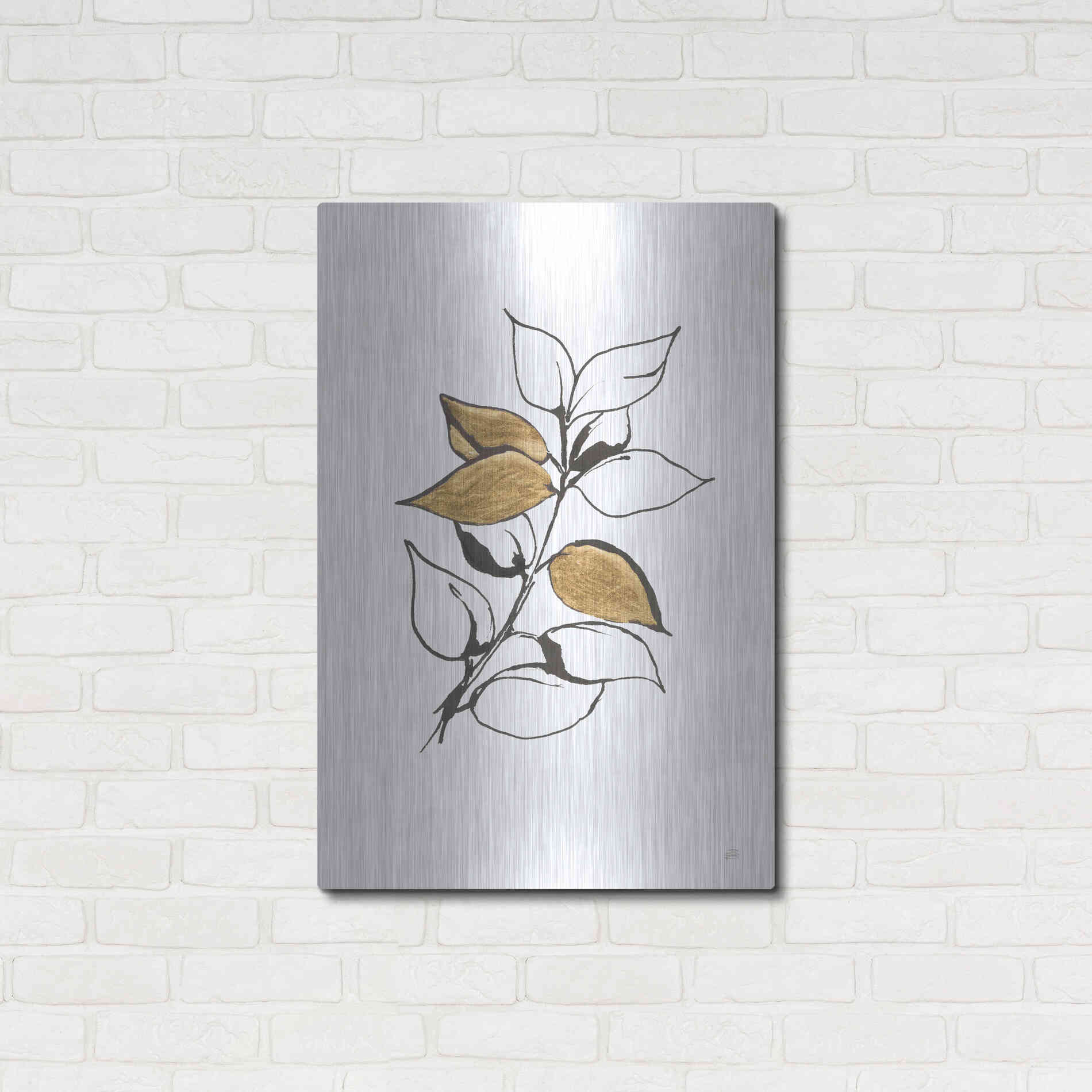 Luxe Metal Art 'Leafed VII' by Chris Paschke, Metal Wall Art,24x36