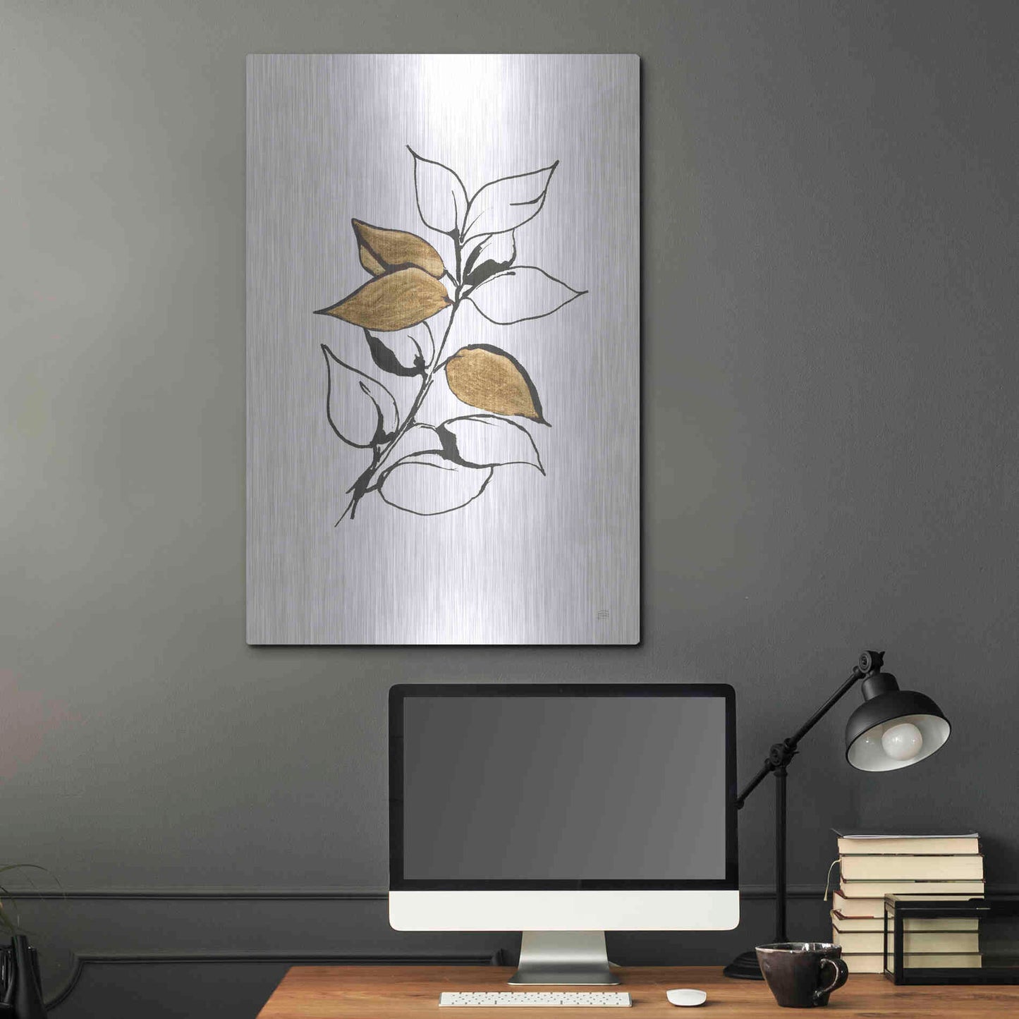 Luxe Metal Art 'Leafed VII' by Chris Paschke, Metal Wall Art,24x36