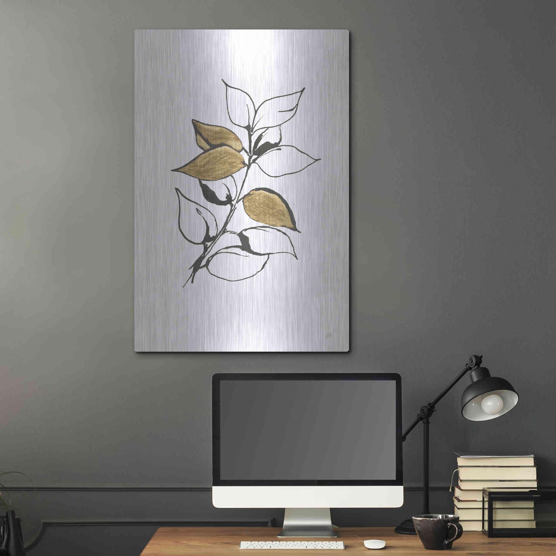 Luxe Metal Art 'Leafed VII' by Chris Paschke, Metal Wall Art,24x36