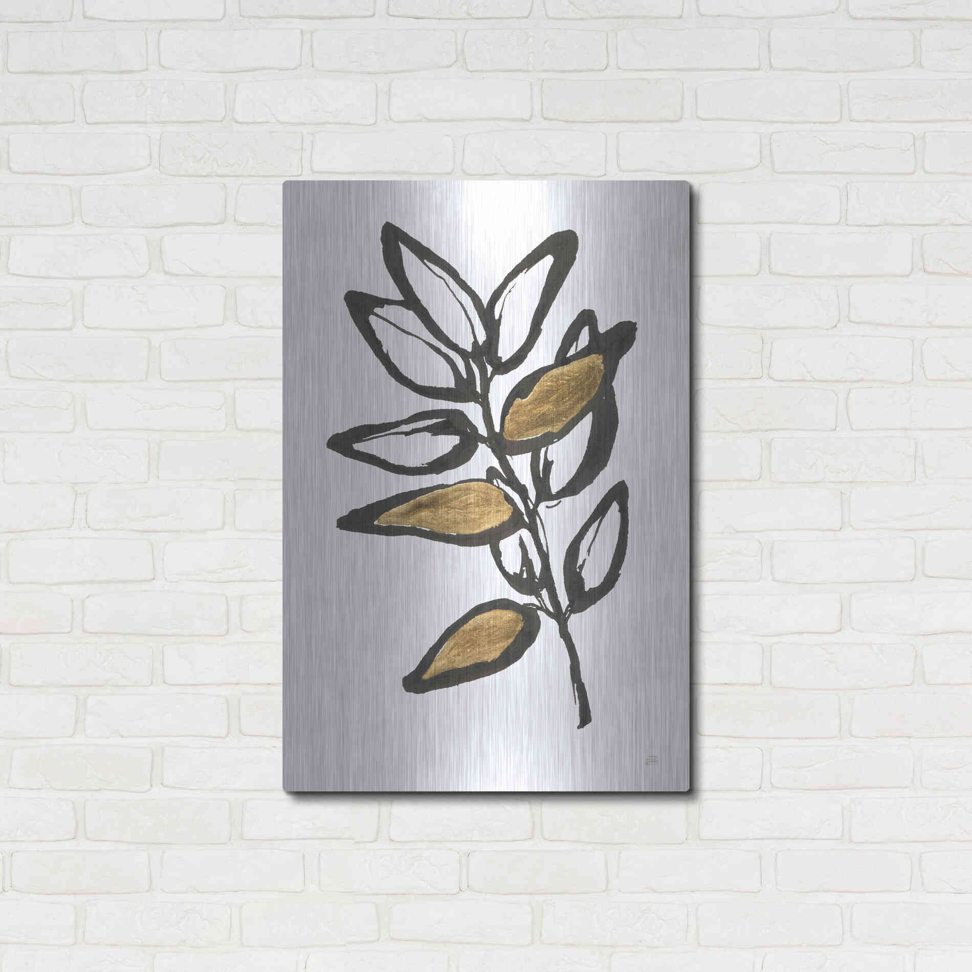 Luxe Metal Art 'Leafed X' by Chris Paschke, Metal Wall Art,24x36